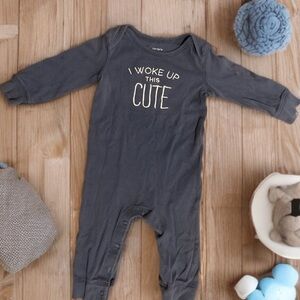 Carter's Charcoal Gray 'I Woke Up This Cute' Long-Sleeve One-Piece